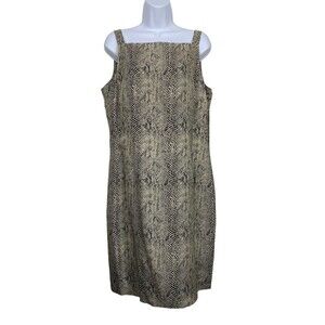 NWT Bobbie Bee Women size 14 Beige Silk Snake Skin A-Line Dress Lined
